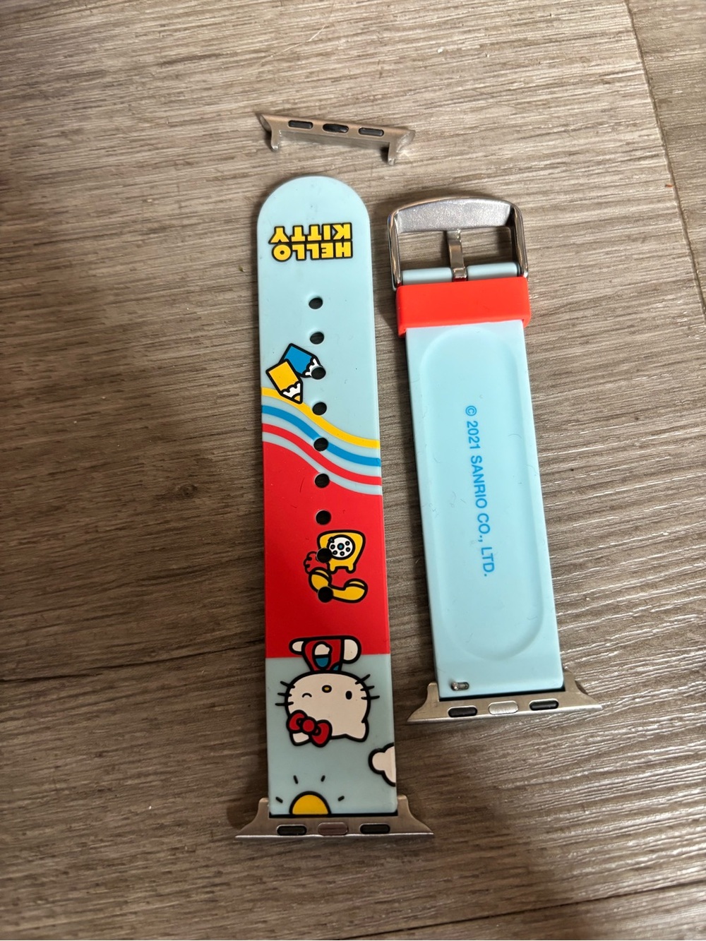 Sanrio Hello Kitty Light Blue and Red Silicone Apple Watch SE Band